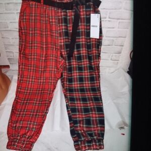 Red and Green Plaid Jogger Pants